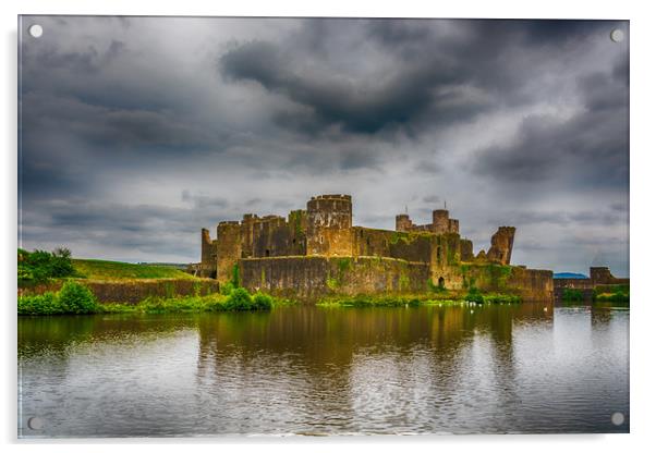 Caerphilly Castle South East View 1 Acrylic by Steve Purnell