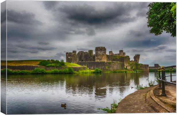 Caerphilly Castle South East View 2 Canvas Print by Steve Purnell