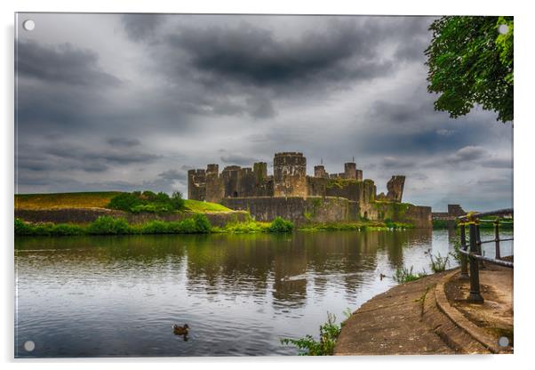 Caerphilly Castle South East View 2 Acrylic by Steve Purnell
