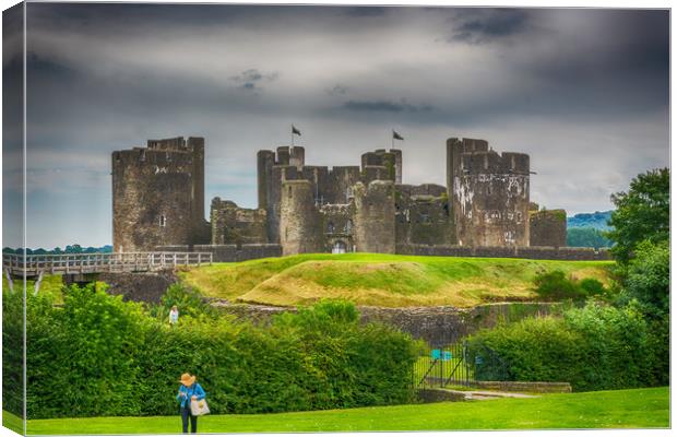 Caerphilly Castle East View 1 Canvas Print by Steve Purnell