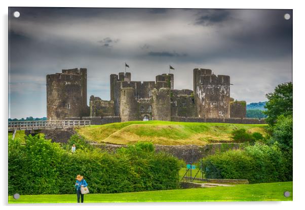Caerphilly Castle East View 1 Acrylic by Steve Purnell