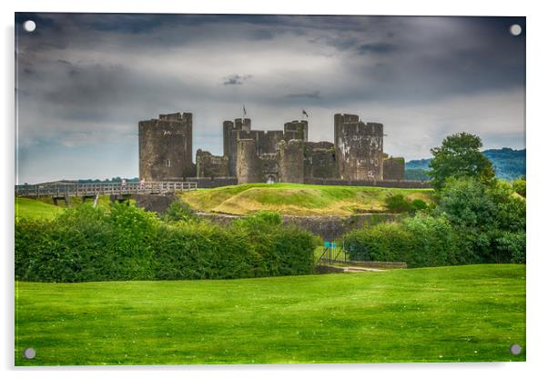 Caerphilly Castle East View 2 Acrylic by Steve Purnell