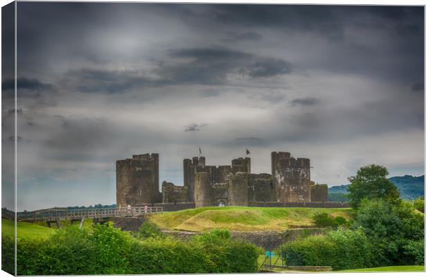 Caerphilly Castle East View 3 Canvas Print by Steve Purnell