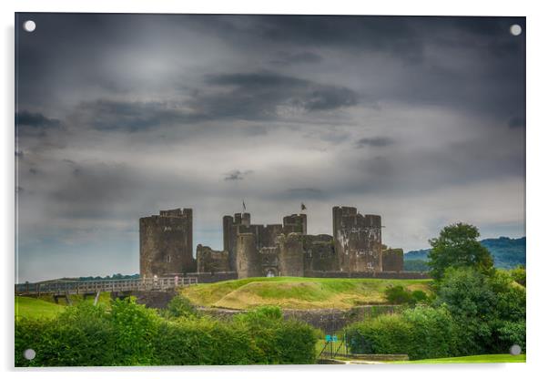 Caerphilly Castle East View 3 Acrylic by Steve Purnell