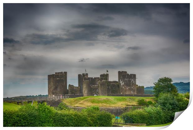 Caerphilly Castle East View 3 Print by Steve Purnell