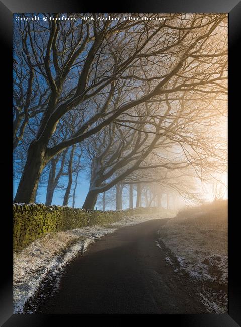Winter trees, English Peak District Framed Print by John Finney