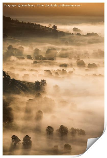 Late Summer sunrise. Hope valley, Peak District. Print by John Finney