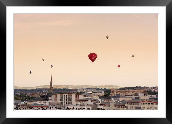 Balloons over Bristol Framed Mounted Print by Carolyn Eaton