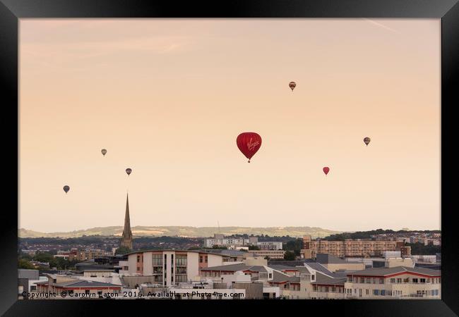 Balloons over Bristol Framed Print by Carolyn Eaton