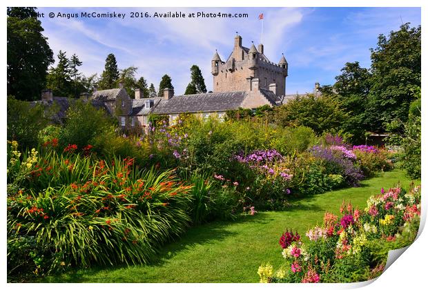 Cawdor Castle and flower garden Print by Angus McComiskey