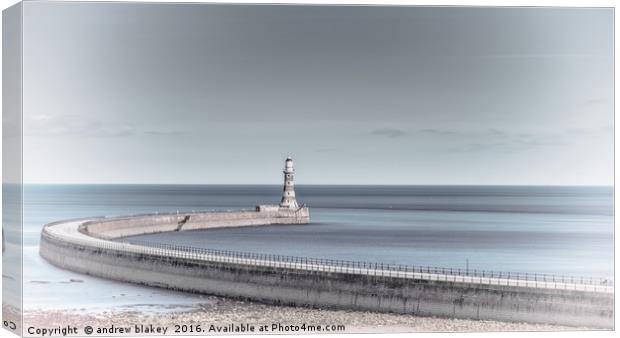 Roker Pier in blue Canvas Print by andrew blakey