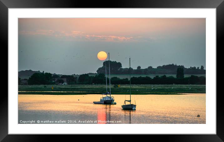 August 2016 Sunset Landermere Quay Framed Mounted Print by matthew  mallett