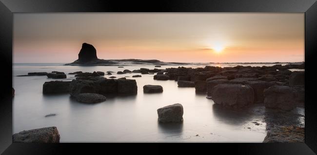 Sunrise at Saltwick Framed Print by Pete Biggin