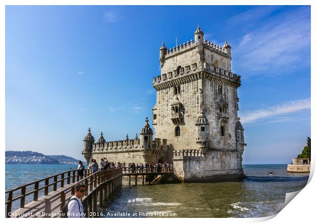 Belem Tower is a fortified tower located in the civil parish of  Print by Dragomir Nikolov