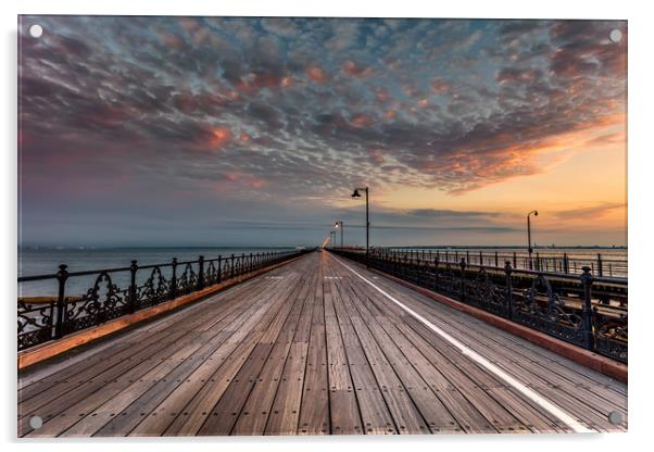 Sunrise On Ryde Pier Acrylic by Wight Landscapes