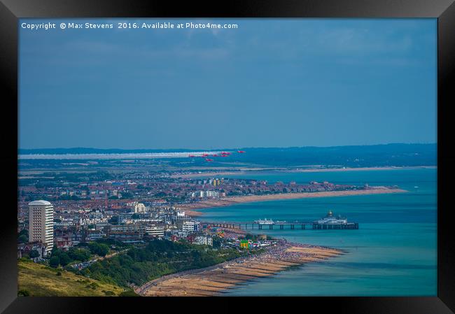 The Red Arrows open the Eastbourne Airshow Framed Print by Max Stevens