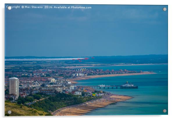 The Red Arrows open the Eastbourne Airshow Acrylic by Max Stevens