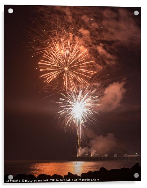Clacton Pier Firework Colour 2 Acrylic by matthew  mallett