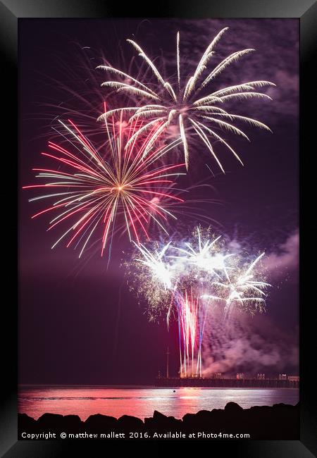 Clacton Pier Firework Colour 3 Framed Print by matthew  mallett