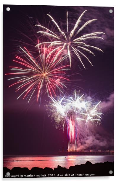 Clacton Pier Firework Colour 3 Acrylic by matthew  mallett