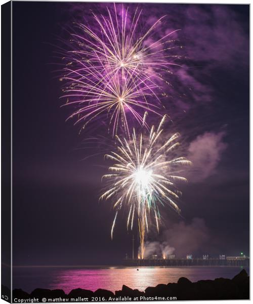Clacton Pier Firework Colour 4 Canvas Print by matthew  mallett