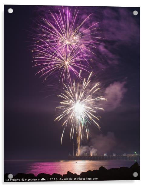 Clacton Pier Firework Colour 4 Acrylic by matthew  mallett