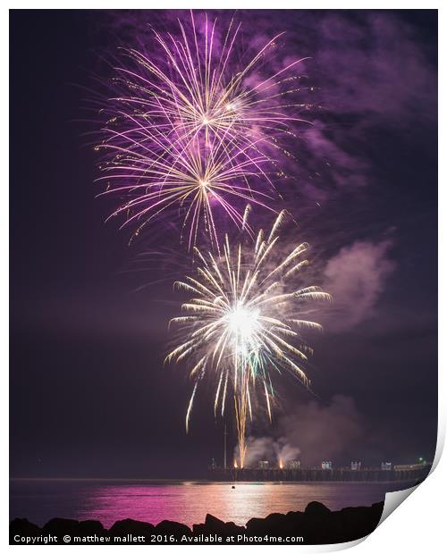 Clacton Pier Firework Colour 4 Print by matthew  mallett