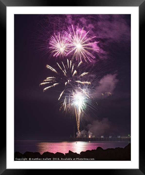 Clacton Pier Firework Colour 5 Framed Mounted Print by matthew  mallett