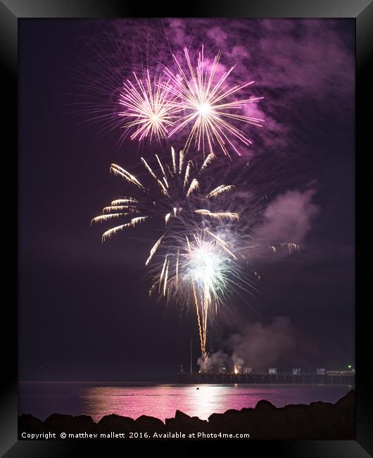 Clacton Pier Firework Colour 5 Framed Print by matthew  mallett