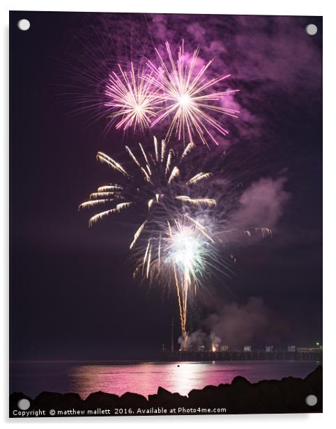Clacton Pier Firework Colour 5 Acrylic by matthew  mallett