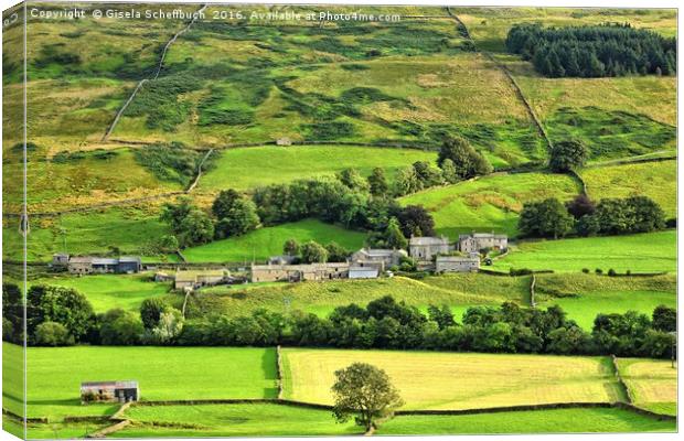 Hamlet Satron in Swaledale, Yorkshire Dales Canvas Print by Gisela Scheffbuch