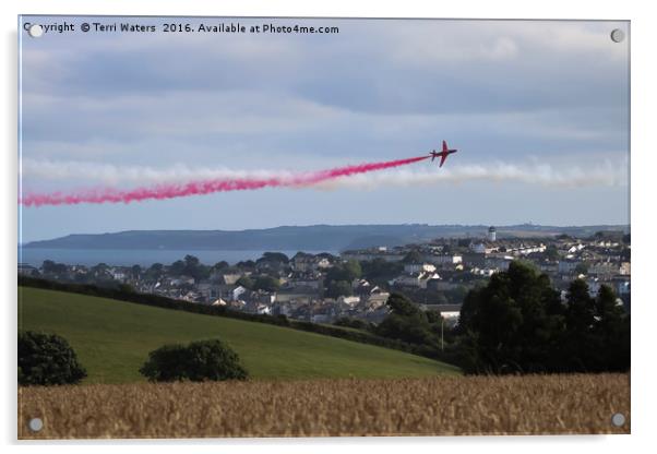 Red Arrows Over Falmouth Cornwall Acrylic by Terri Waters