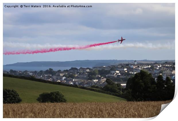 Red Arrows Over Falmouth Cornwall Print by Terri Waters