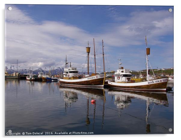 Icelandic fishing boats Acrylic by Tom Dolezal