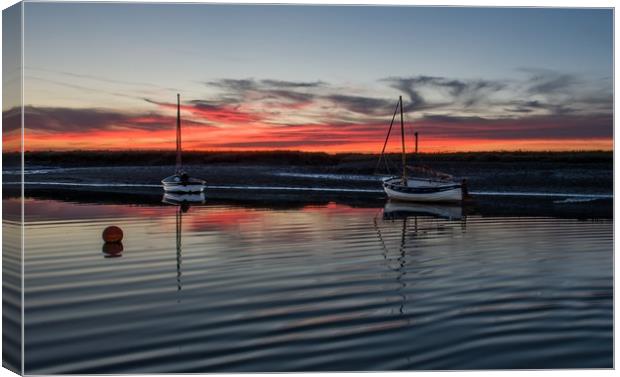 Sunset over Overy Creek - Burnham Overy Staithe Canvas Print by Gary Pearson