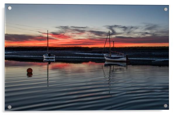 Sunset over Overy Creek - Burnham Overy Staithe Acrylic by Gary Pearson