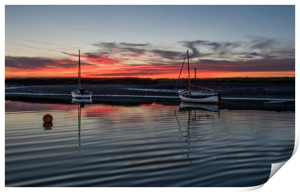 Sunset over Overy Creek - Burnham Overy Staithe Print by Gary Pearson