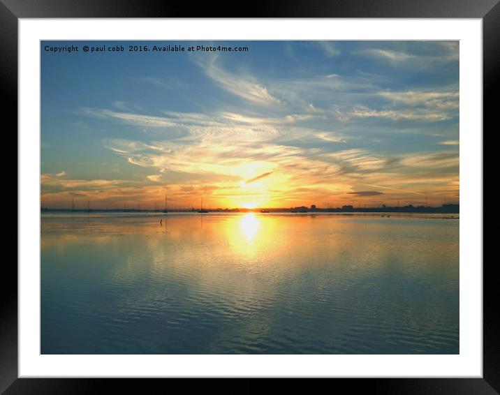 Blue water sunset. Framed Mounted Print by paul cobb