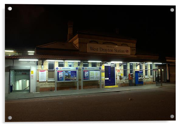 West Drayton Station at Night Acrylic by Chris Day