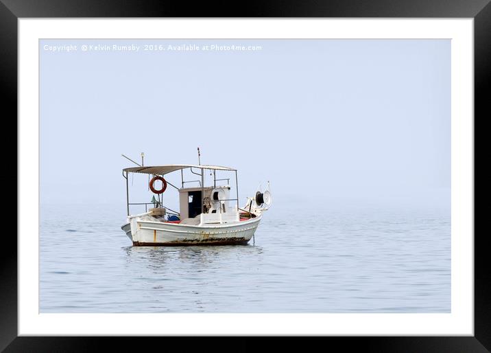 local greek fishng boat Framed Mounted Print by Kelvin Rumsby
