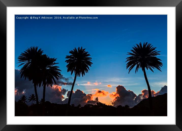 Hawaiian Sunrise Framed Mounted Print by Reg K Atkinson