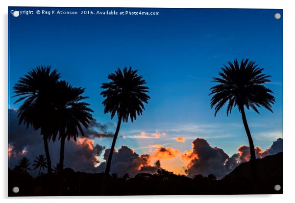 Hawaiian Sunrise Acrylic by Reg K Atkinson