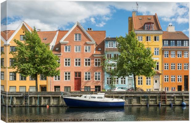 Christianshavn Canal, Copenhagen, Denmark Canvas Print by Carolyn Eaton