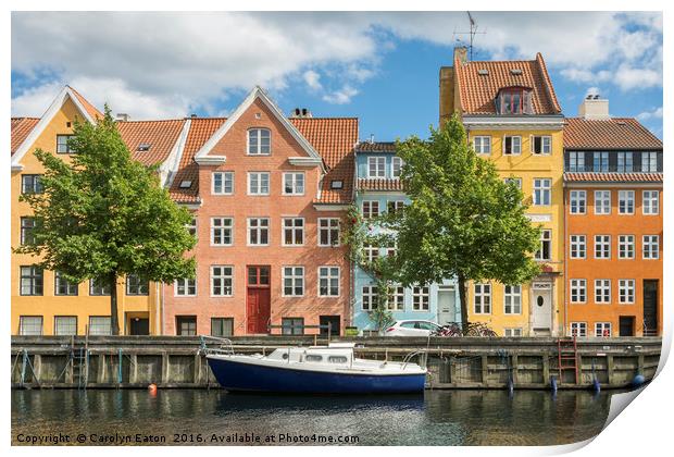 Christianshavn Canal, Copenhagen, Denmark Print by Carolyn Eaton