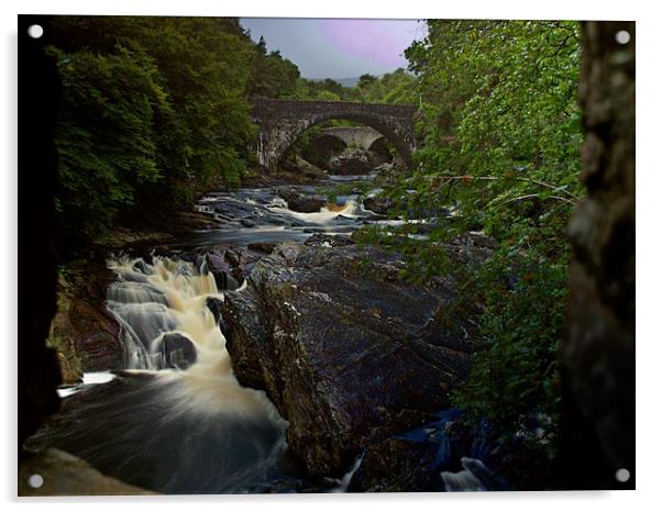 invermoriston falls, scottish highlands Acrylic by Andy Smith