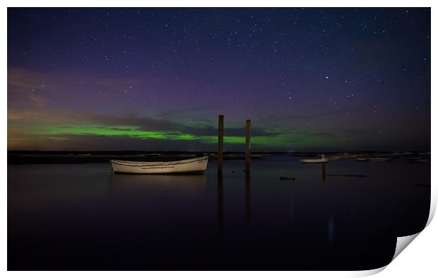 Northern lights over Brancaster Staithe Print by Gary Pearson