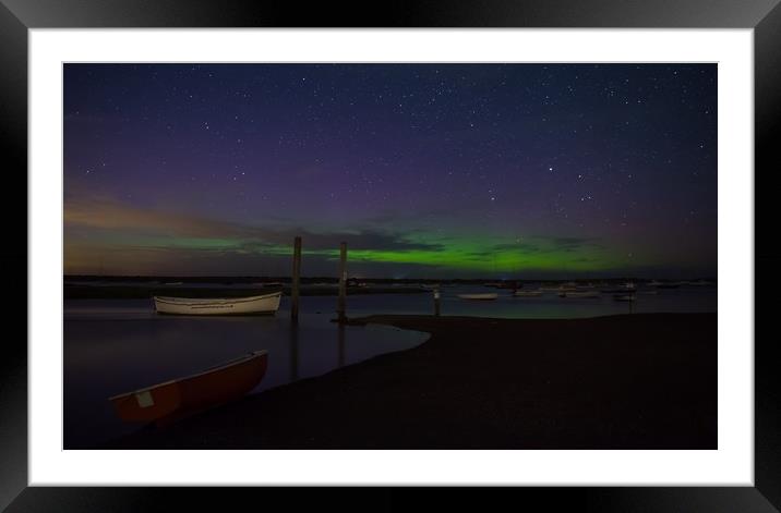 The Northern lights over Brancaster Staithe (2) Framed Mounted Print by Gary Pearson
