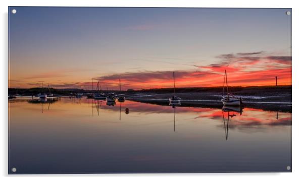 Reflections of a beautiful sunset Burnham Overy Acrylic by Gary Pearson