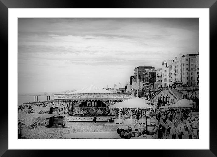 Carousels on Brighton Beach Framed Mounted Print by Karen Martin