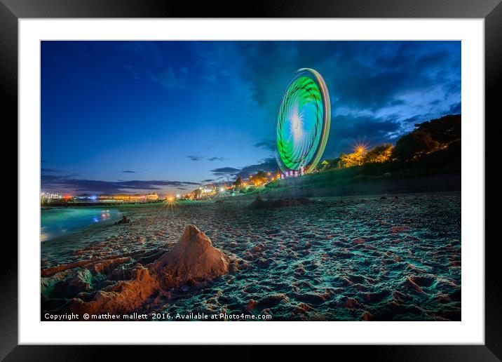 Clacton Colour Wheel and Sandcastles Framed Mounted Print by matthew  mallett